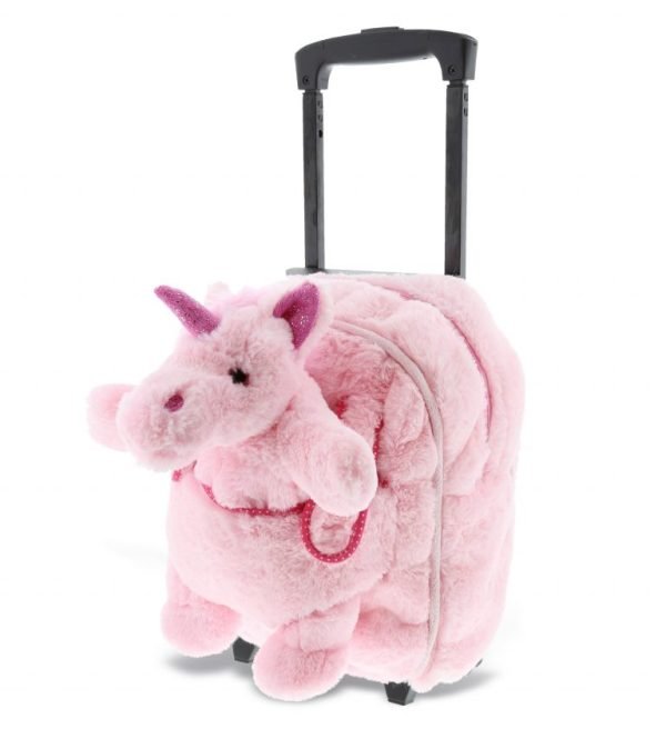 Pink Unicorn – Super Soft Plush Trolley & Purse