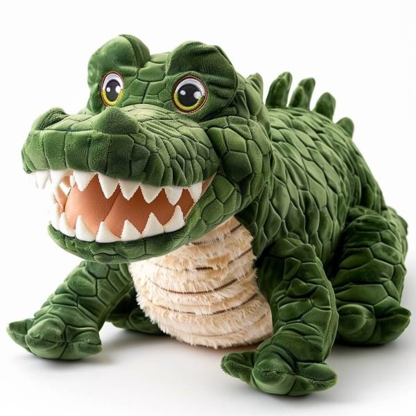 a sitting plush toy crocodile